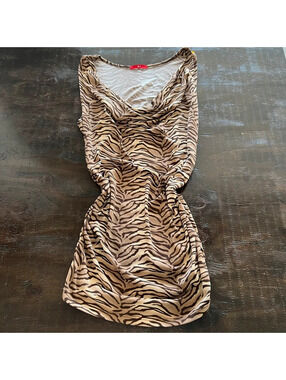 y2k forever 21 vintage brown zebra ruched tank waist length